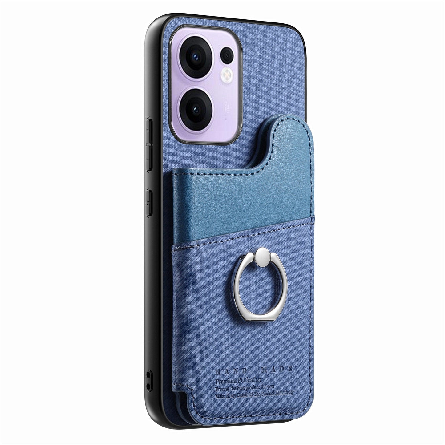 For Oppo Reno13 F 4G / Oppo Reno13 F 5G Case with Card Holder Kickstand Leather + TPU + PC Phone Cover - Blue