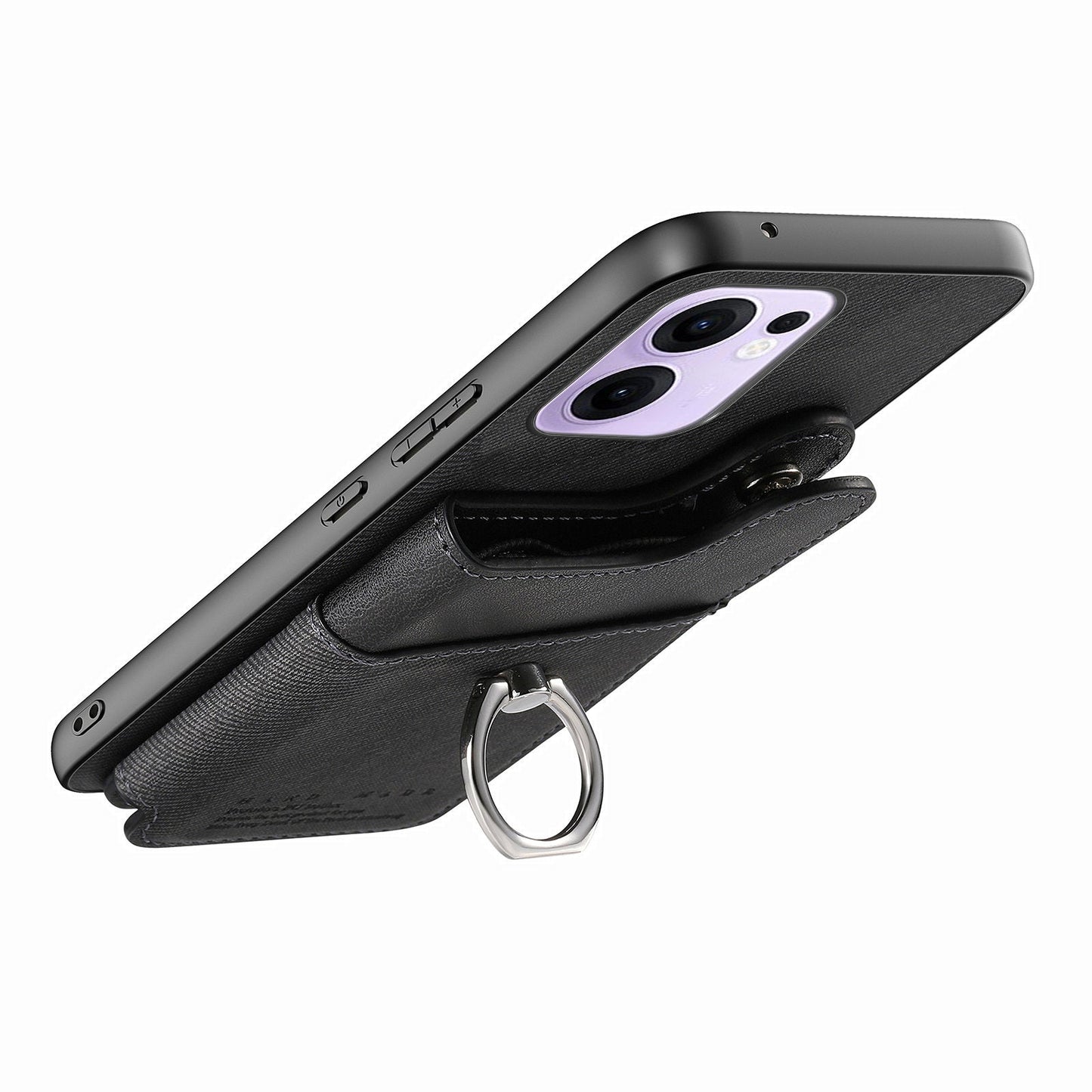 For Oppo Reno13 F 4G / Oppo Reno13 F 5G Case with Card Holder Kickstand Leather + TPU + PC Phone Cover - Black
