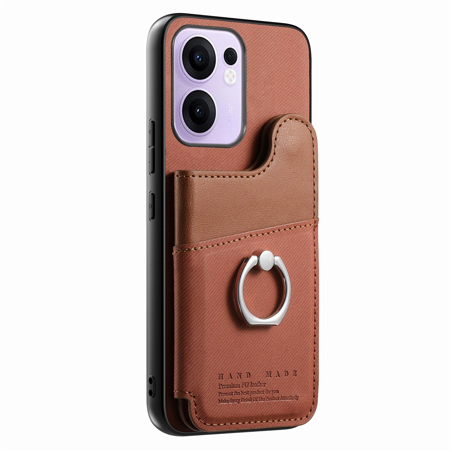 For Oppo Reno13 F 4G / Oppo Reno13 F 5G Case with Card Holder Kickstand Leather + TPU + PC Phone Cover - Brown