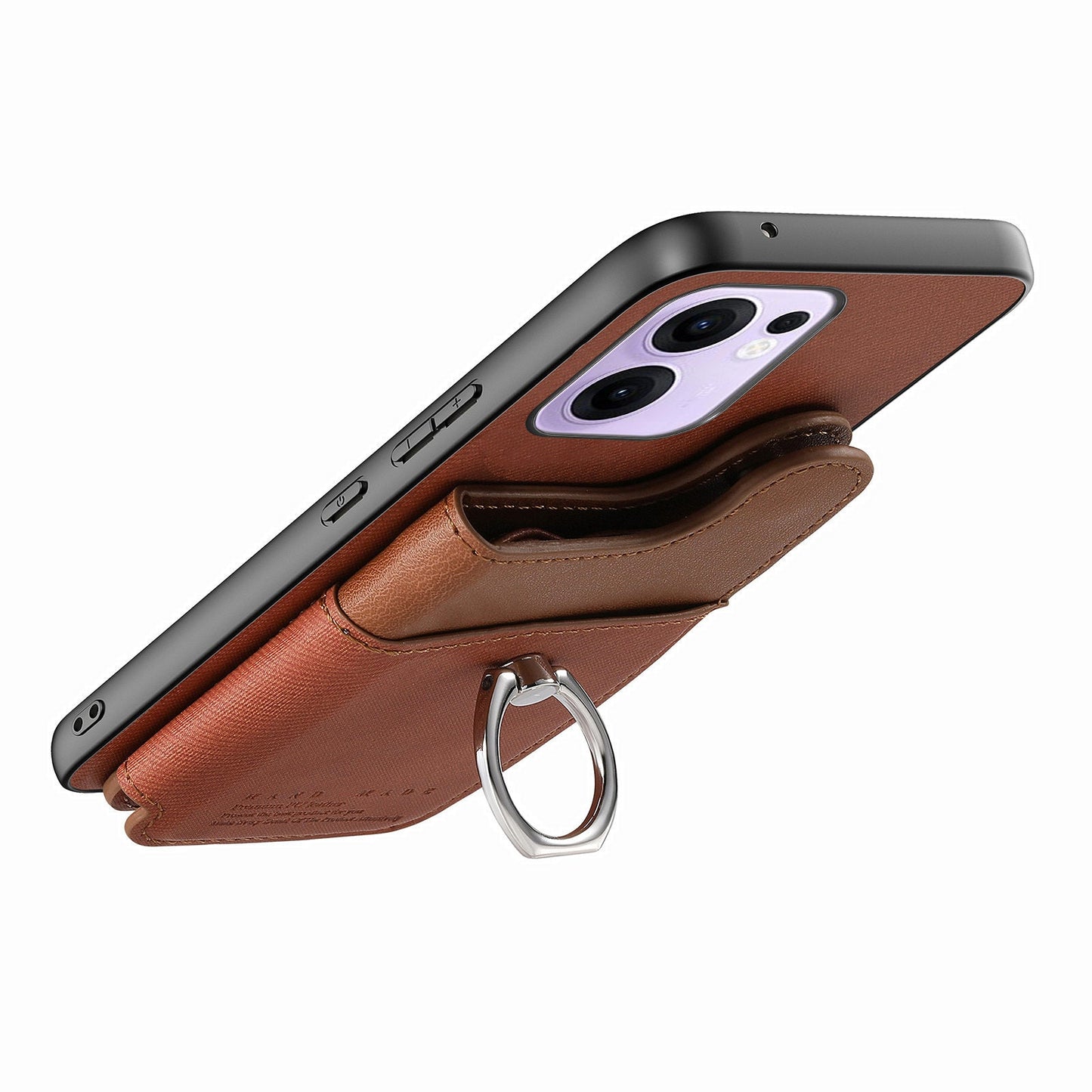 For Oppo Reno13 F 4G / Oppo Reno13 F 5G Case with Card Holder Kickstand Leather + TPU + PC Phone Cover - Brown