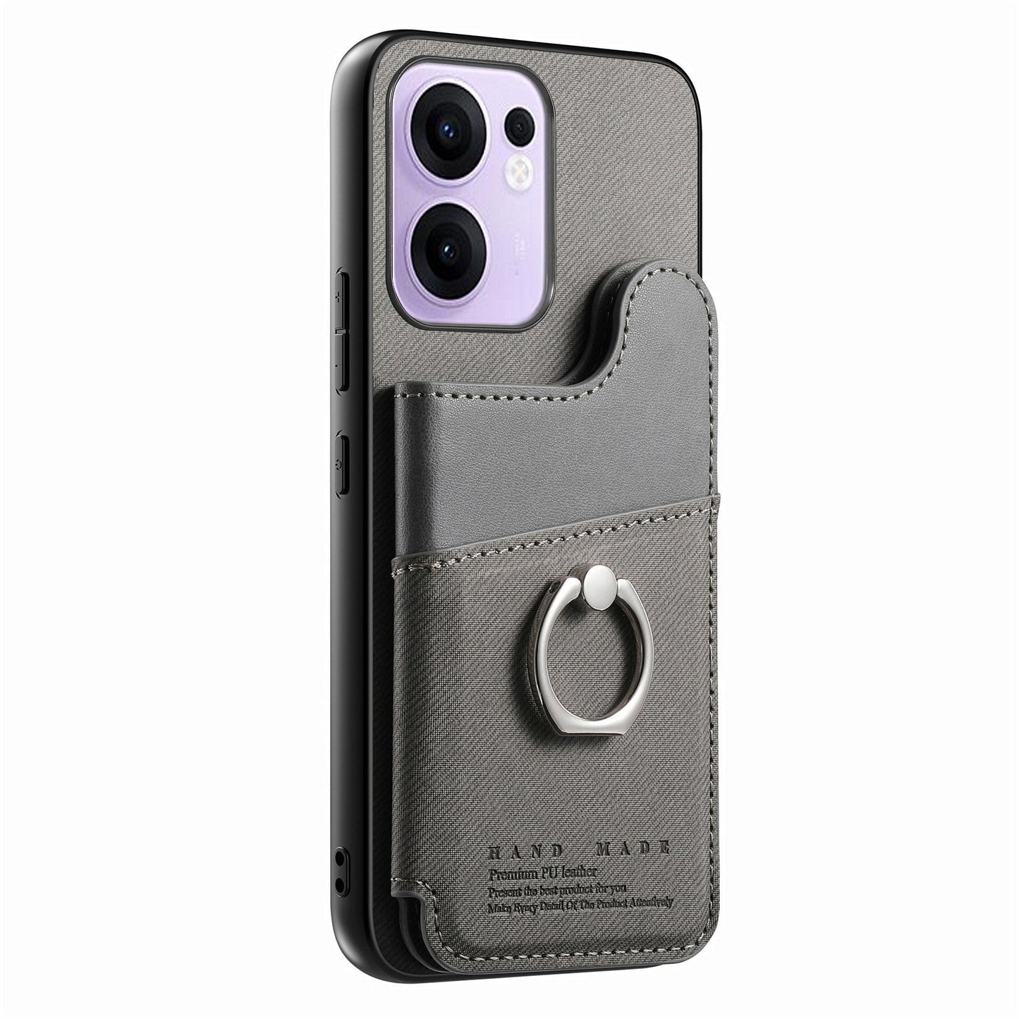 For Oppo Reno13 F 4G / Oppo Reno13 F 5G Case with Card Holder Kickstand Leather + TPU + PC Phone Cover - Grey