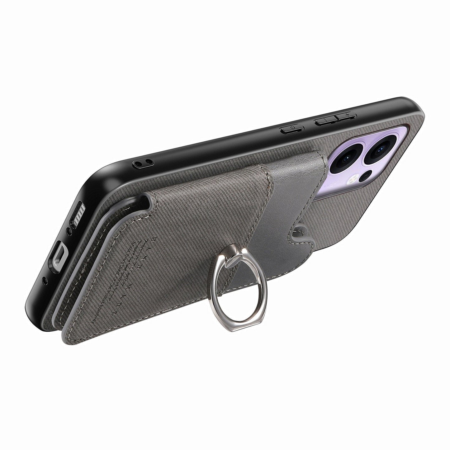 For Oppo Reno13 F 4G / Oppo Reno13 F 5G Case with Card Holder Kickstand Leather + TPU + PC Phone Cover - Grey