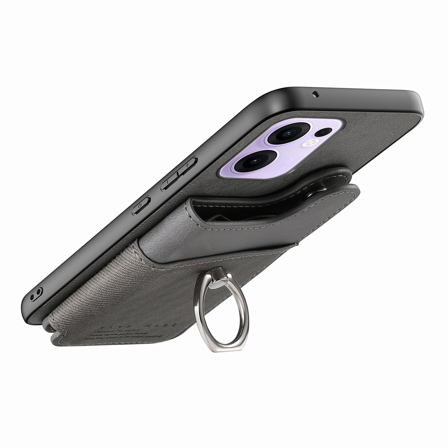 For Oppo Reno13 F 4G / Oppo Reno13 F 5G Case with Card Holder Kickstand Leather + TPU + PC Phone Cover - Grey