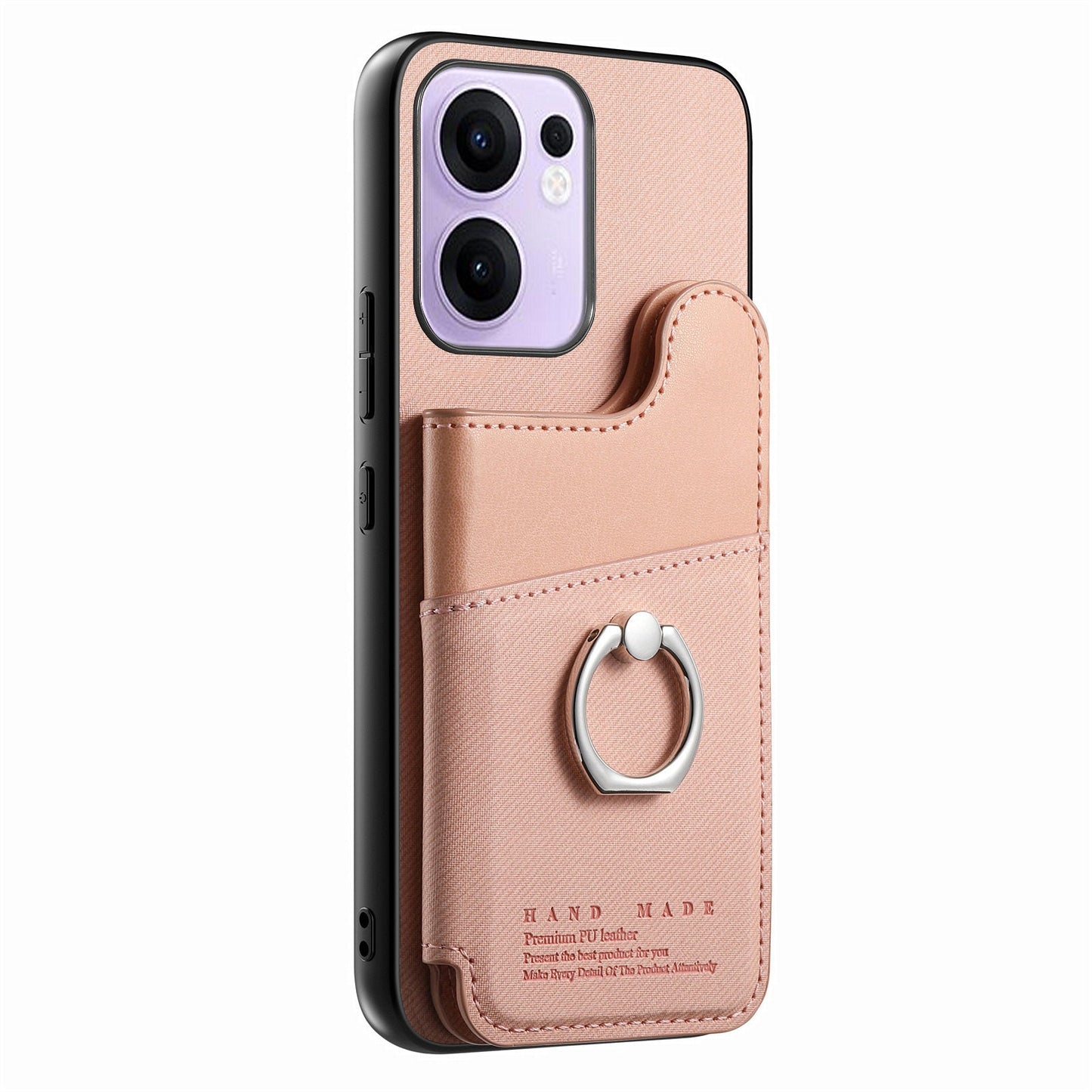 For Oppo Reno13 F 4G / Oppo Reno13 F 5G Case with Card Holder Kickstand Leather + TPU + PC Phone Cover - Pink