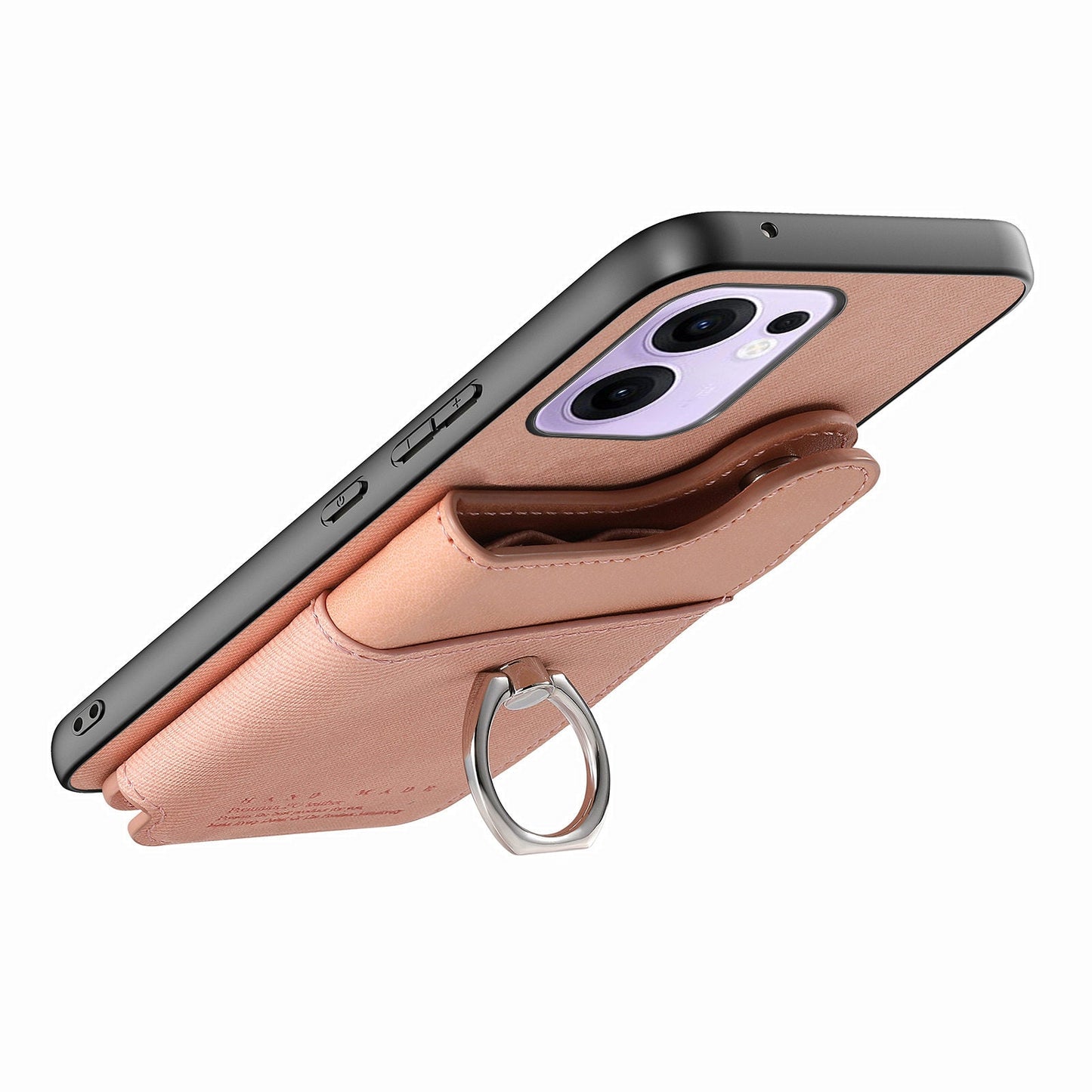 For Oppo Reno13 F 4G / Oppo Reno13 F 5G Case with Card Holder Kickstand Leather + TPU + PC Phone Cover - Pink