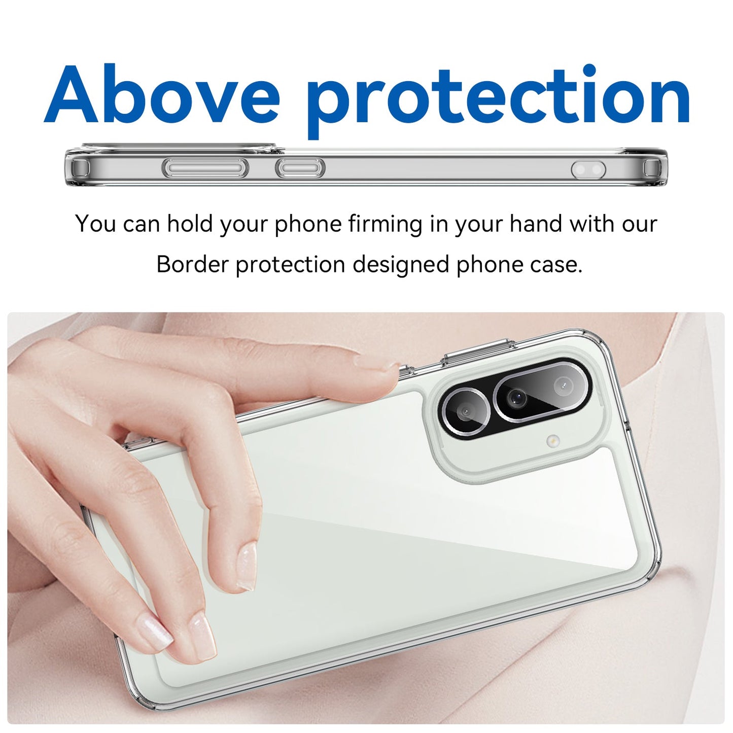 For Samsung Galaxy M56 5G Clear Phone Case WANLONFENG MF2 Series TPU Acrylic Cover with 2Pcs Tempered Glass - Transparent