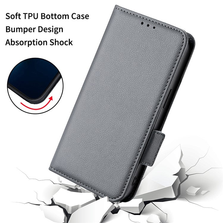 For Samsung Galaxy M56 5G Case with Wrist Strap Litchi Texture PU Leather Wallet Phone Cover - Grey