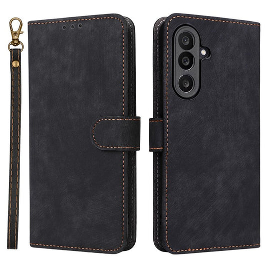 For Samsung Galaxy M56 5G Case Wallet RFID Blocking PU Leather Phone Cover Stand with Strap - Black