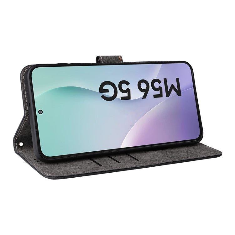 For Samsung Galaxy M56 5G Case Wallet RFID Blocking PU Leather Phone Cover Stand with Strap - Black