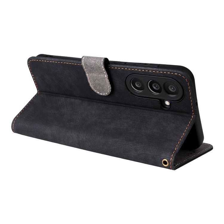 For Samsung Galaxy M56 5G Case Wallet RFID Blocking PU Leather Phone Cover Stand with Strap - Black