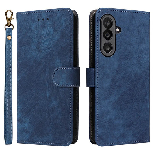 For Samsung Galaxy M56 5G Case Wallet RFID Blocking PU Leather Phone Cover Stand with Strap - Blue