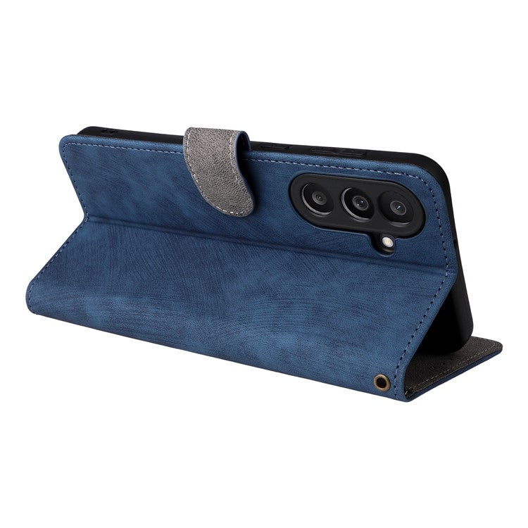 For Samsung Galaxy M56 5G Case Wallet RFID Blocking PU Leather Phone Cover Stand with Strap - Blue