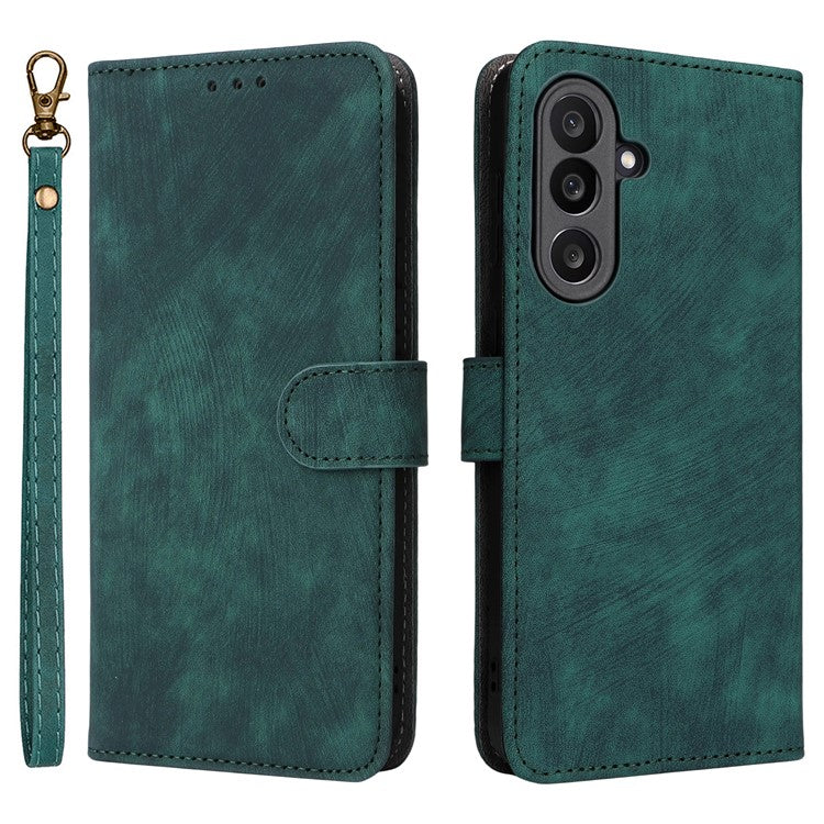 For Samsung Galaxy M56 5G Case Wallet RFID Blocking PU Leather Phone Cover Stand with Strap - Green
