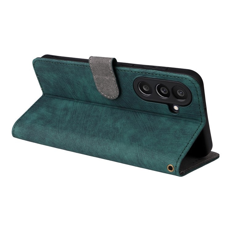 For Samsung Galaxy M56 5G Case Wallet RFID Blocking PU Leather Phone Cover Stand with Strap - Green