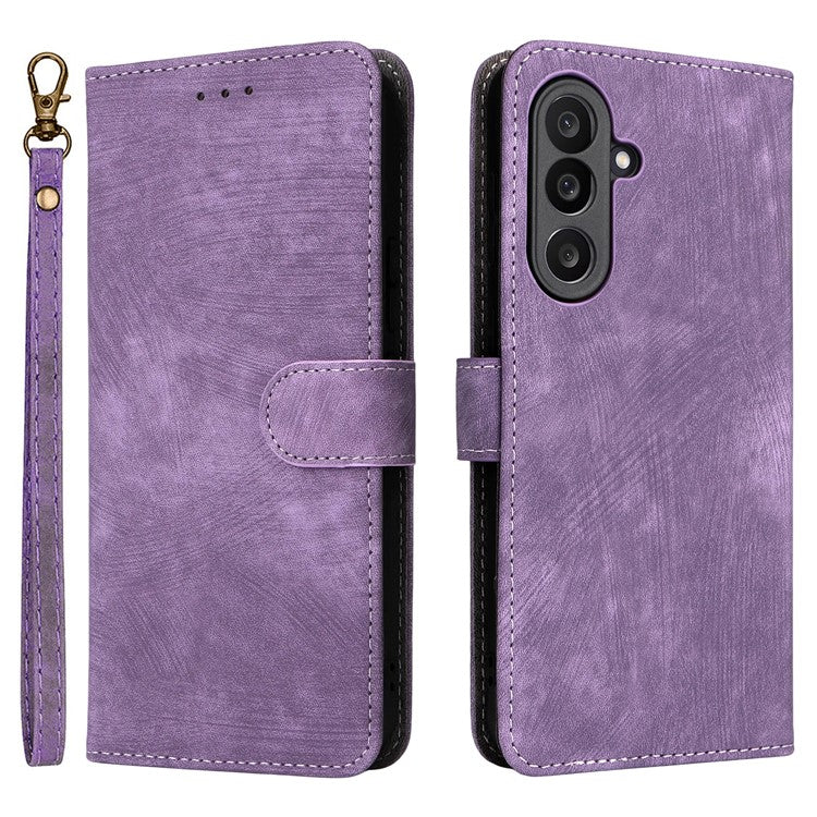 For Samsung Galaxy M56 5G Case Wallet RFID Blocking PU Leather Phone Cover Stand with Strap - Purple