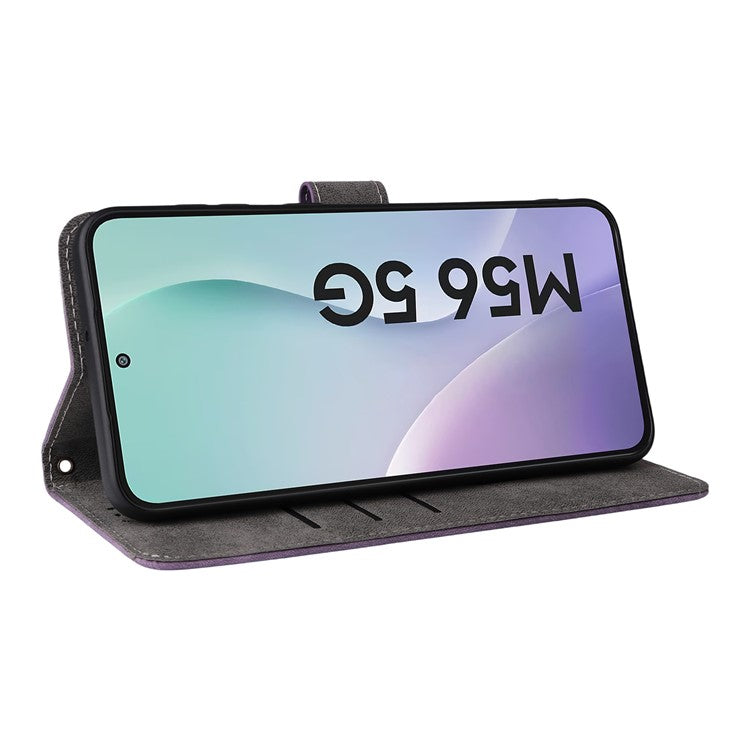 For Samsung Galaxy M56 5G Case Wallet RFID Blocking PU Leather Phone Cover Stand with Strap - Purple