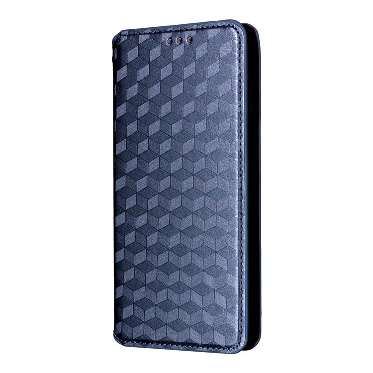 For Samsung Galaxy M56 5G Case Wallet Rhombus Imprinted Leather Phone Cover - Blue