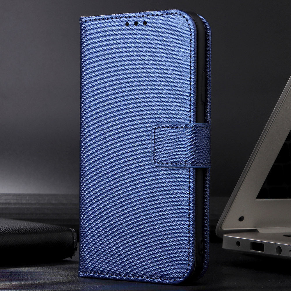 For Samsung Galaxy M56 5G Leather Wallet Case with Strap Diamond Texture Phone Cover - Blue