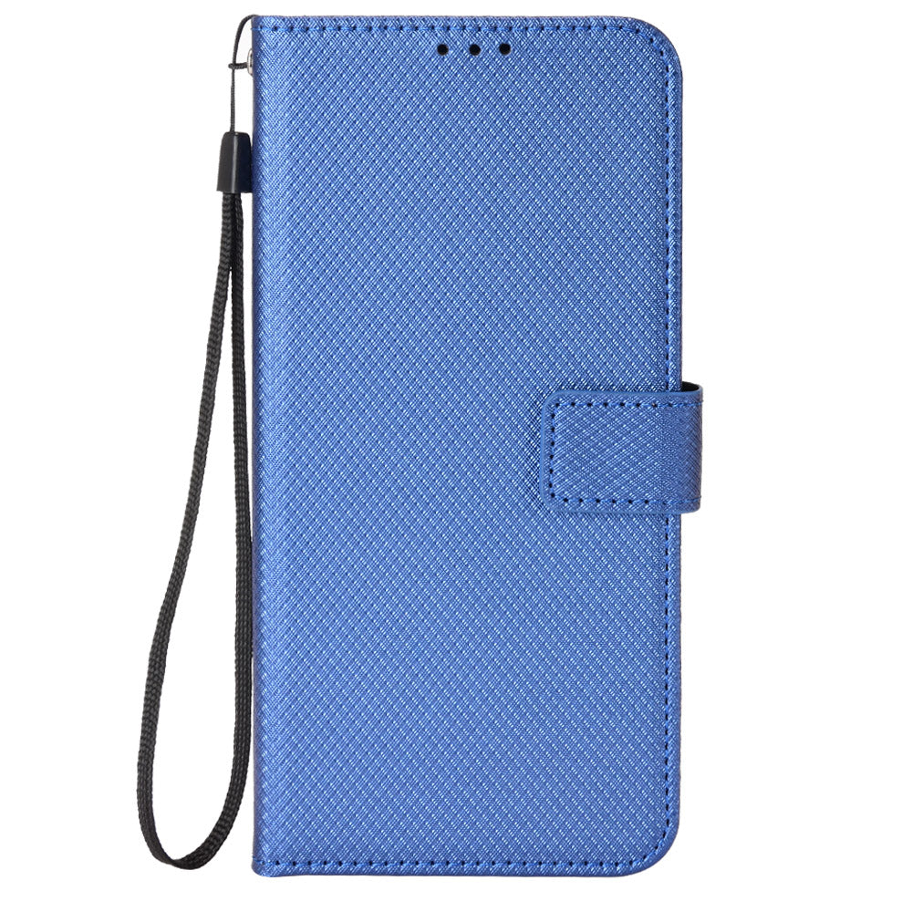 For Samsung Galaxy M56 5G Leather Wallet Case with Strap Diamond Texture Phone Cover - Blue