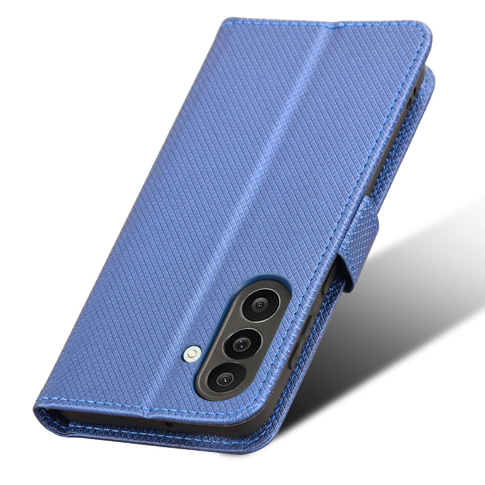 For Samsung Galaxy M56 5G Leather Wallet Case with Strap Diamond Texture Phone Cover - Blue