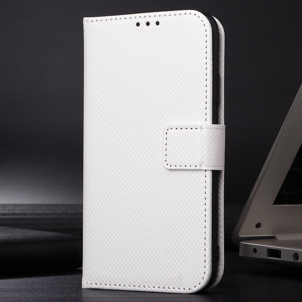 For Samsung Galaxy M56 5G Leather Wallet Case with Strap Diamond Texture Phone Cover - White