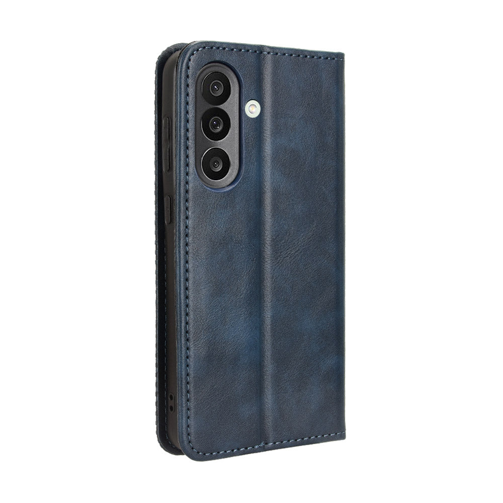 For Samsung Galaxy M56 5G Leather Case Wallet Stand Retro Texture Phone Cover - Blue
