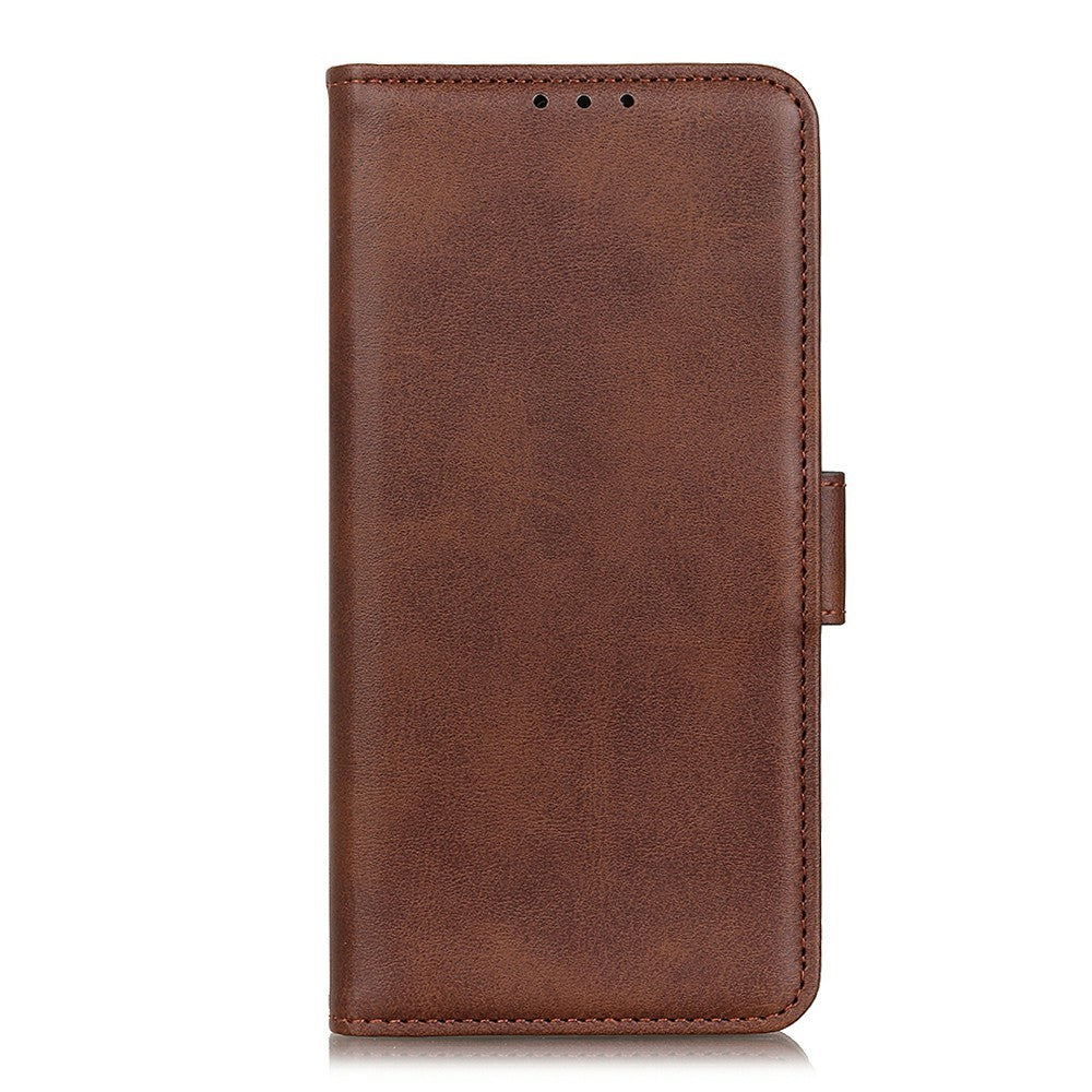 For iPhone 17 Pro Max Case Stand Cowhide Texture PU Leather Phone Cover - Brown