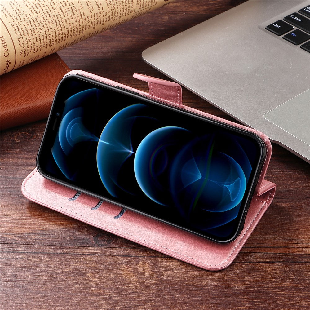 For iPhone 17 Pro Max PU Leather Cases with Zipper Pocket Wallet Phone Cover Stand - Pink