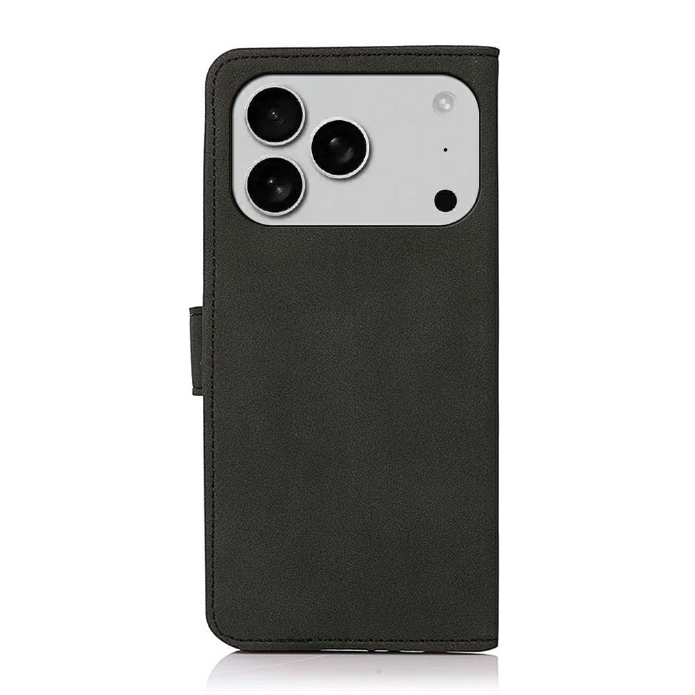 KHAZNEH For iPhone 17 Pro Max Case PU Leather Wallet Stand Phone Cover - Black