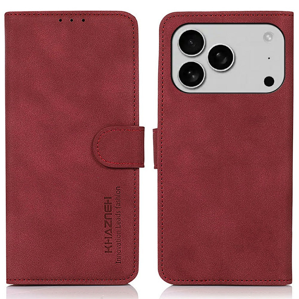 KHAZNEH For iPhone 17 Pro Max Case PU Leather Wallet Stand Phone Cover - Red