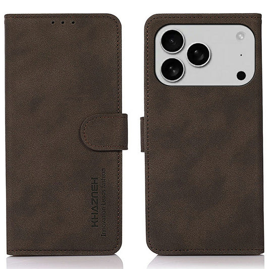 KHAZNEH For iPhone 17 Pro Max Case PU Leather Wallet Stand Phone Cover - Brown