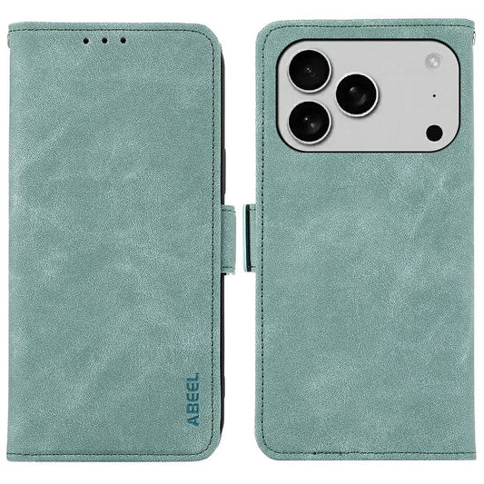 ABEEL For iPhone 17 Pro Max Case PU Leather Folio Stand View RFID Blocking Phone Cover - Baby Blue