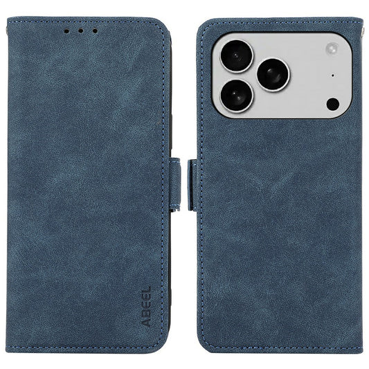 ABEEL For iPhone 17 Pro Max Case PU Leather Folio Stand View RFID Blocking Phone Cover - Blue