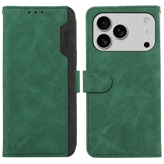 ABEEL For iPhone 17 Pro Max Case Color Splicing Leather Flip Phone Cover RFID Blocking - Green