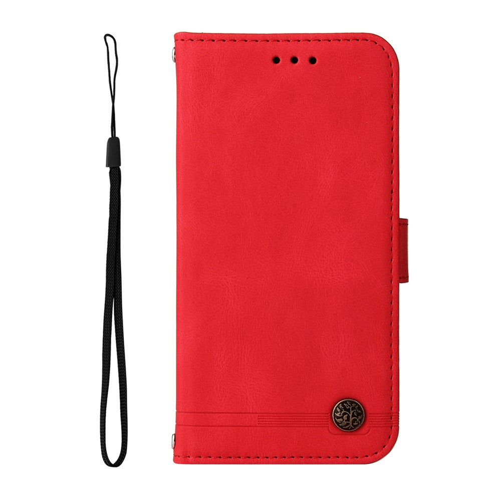 For iPhone 17 Pro Max Leather Wallet Cases Skin Touch Phone Cover Stand with Strap - Red