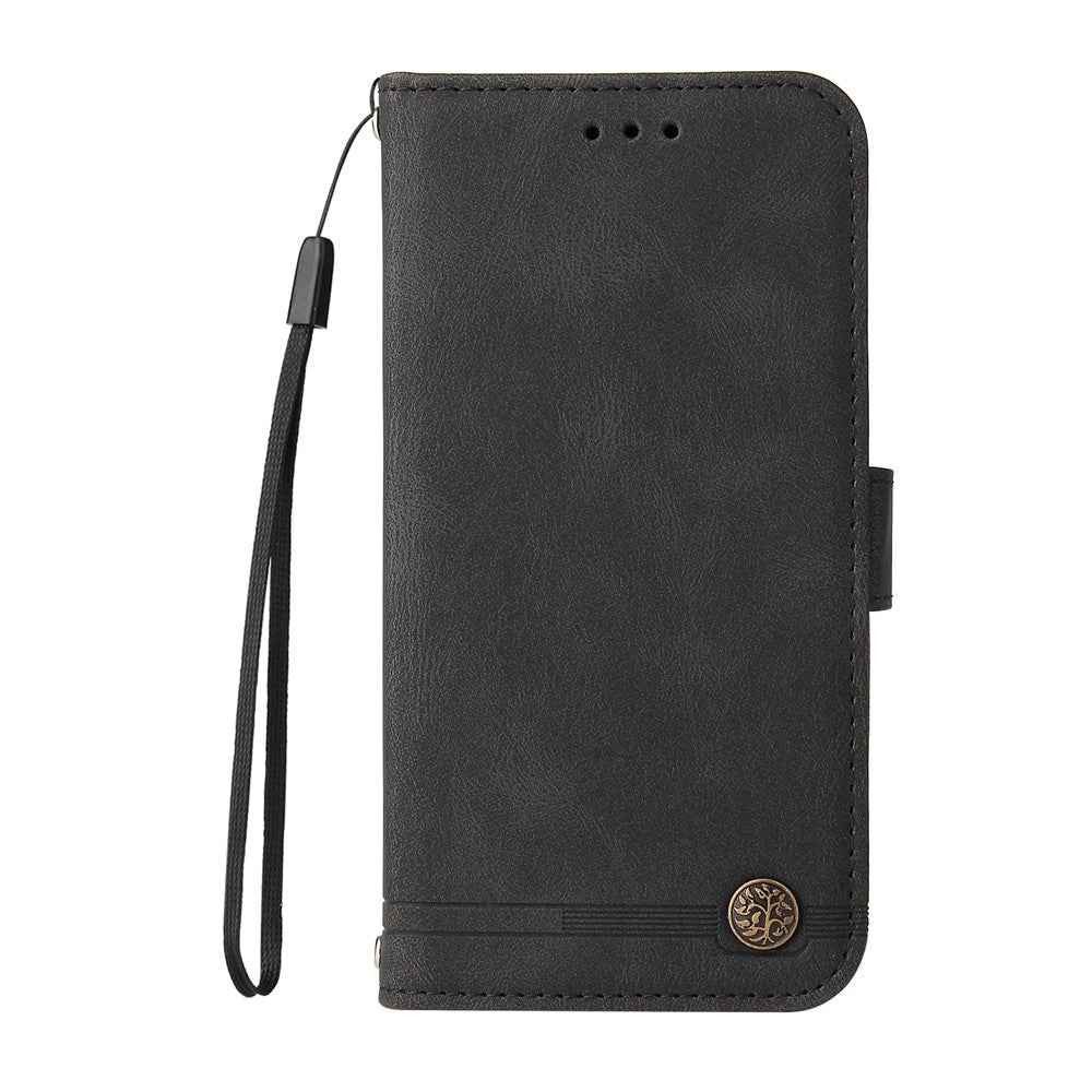 For iPhone 17 Pro Max Leather Wallet Cases Skin Touch Phone Cover Stand with Strap - Black