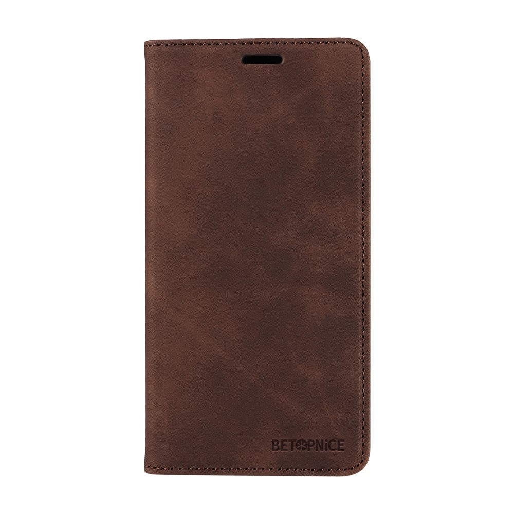 For iPhone 17 Pro Max Case BETOPNICE Magnetic Closure RFID Blocking Wallet Stand Leather Phone Cover - Brown