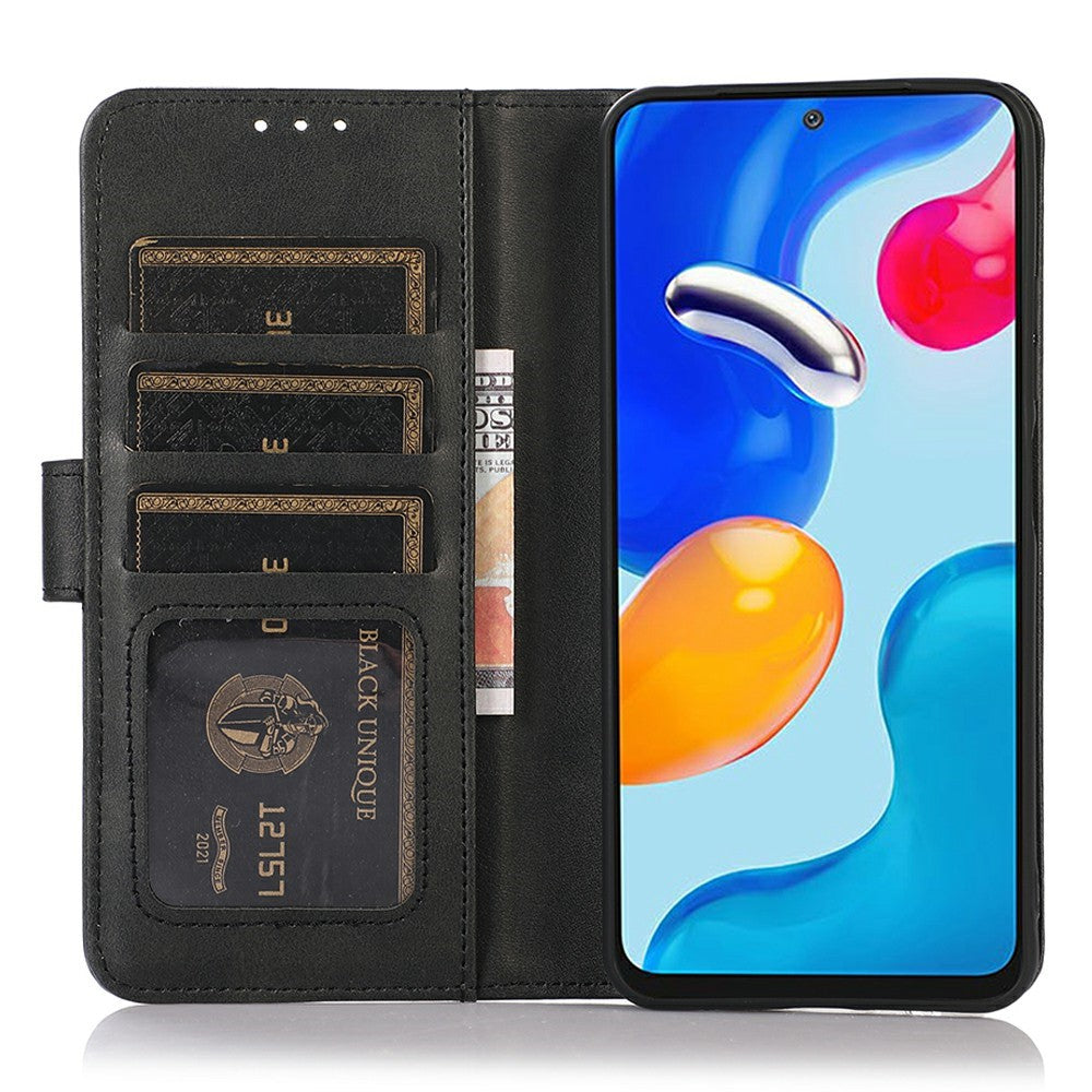 For iPhone 17 Pro Max Case Cowhide Texture Leather Wallet Phone Cover with Stand - Black