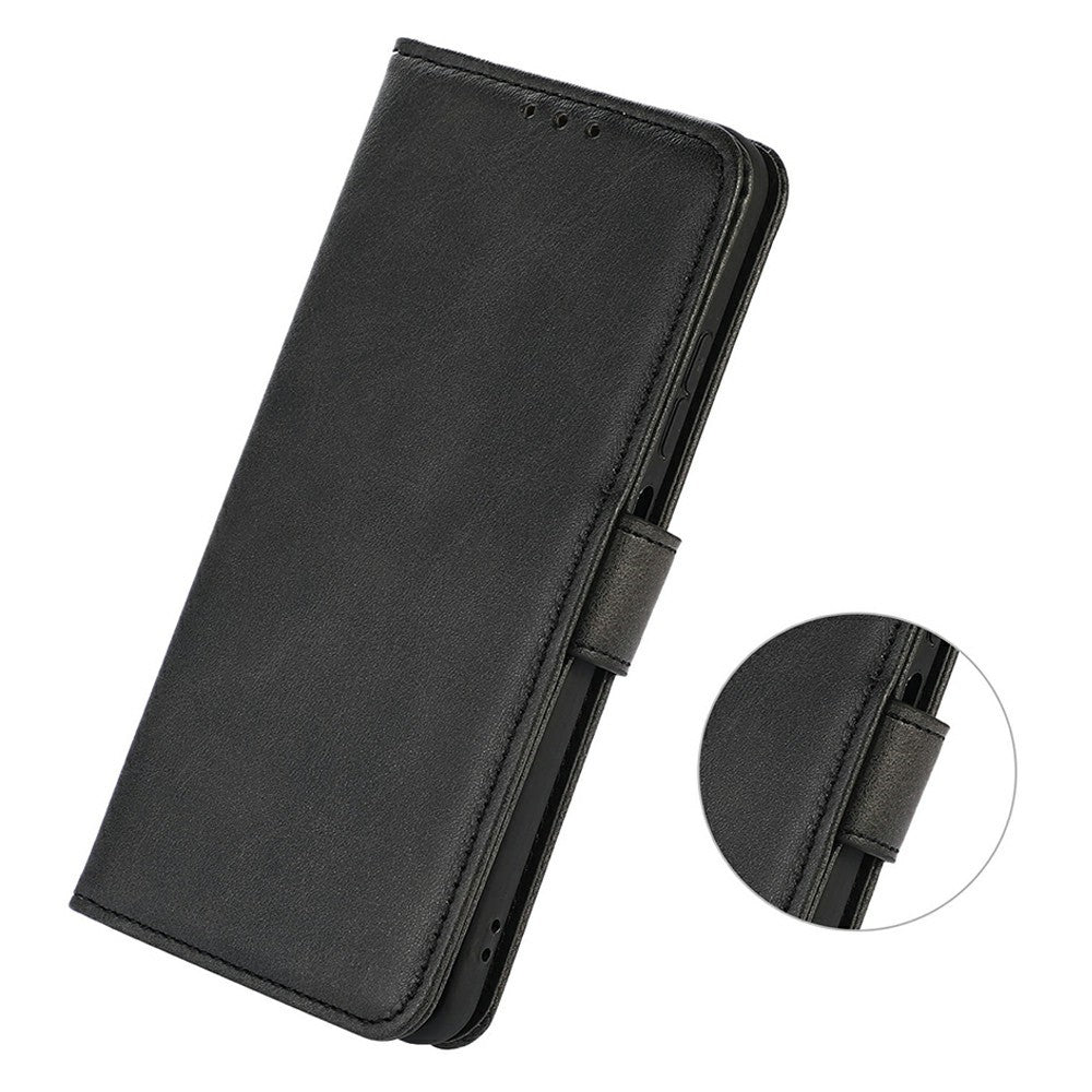 For iPhone 17 Pro Max Case Cowhide Texture Leather Wallet Phone Cover with Stand - Black