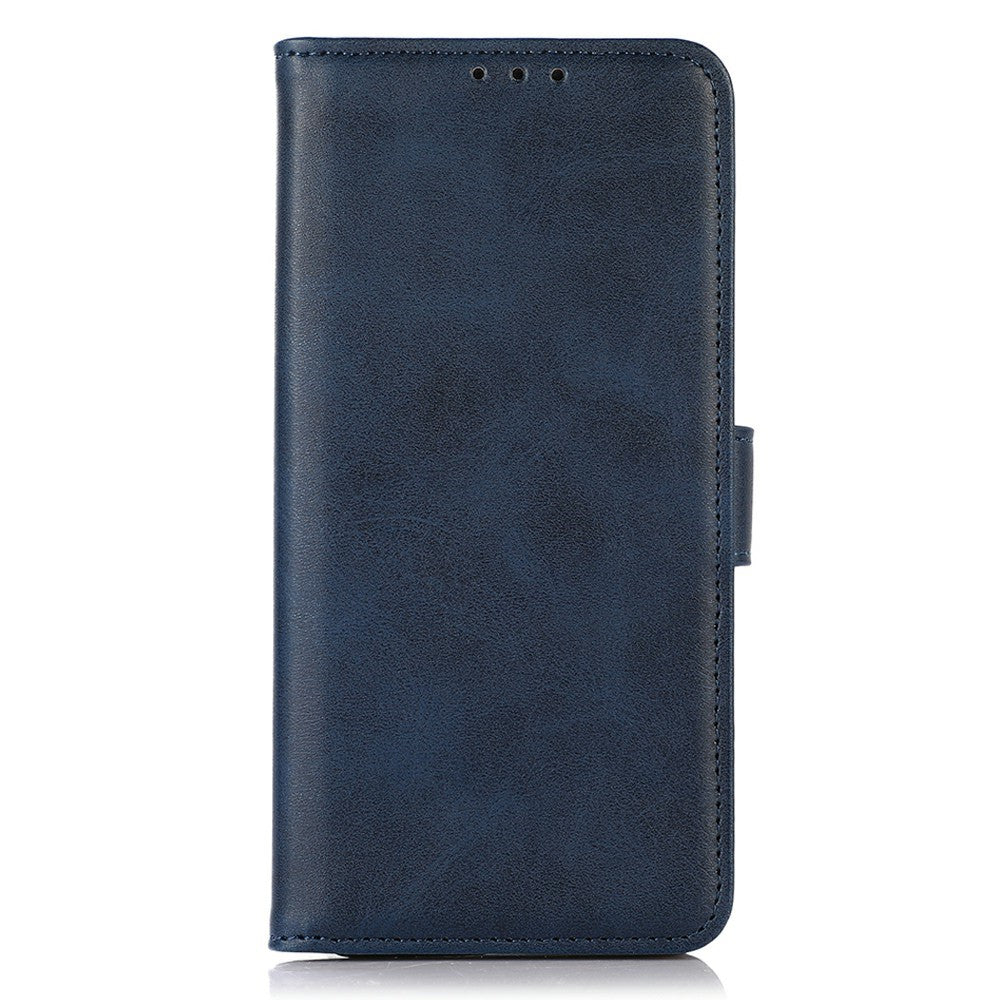 For iPhone 17 Pro Max Case Cowhide Texture Leather Wallet Phone Cover with Stand - Blue