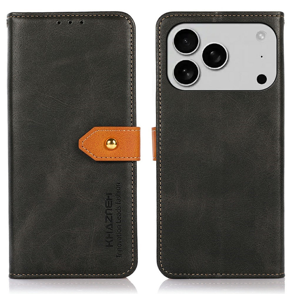 KHAZNEH For iPhone 17 Pro Max Wallet Phone Case Stand Leather Flip Cover - Black