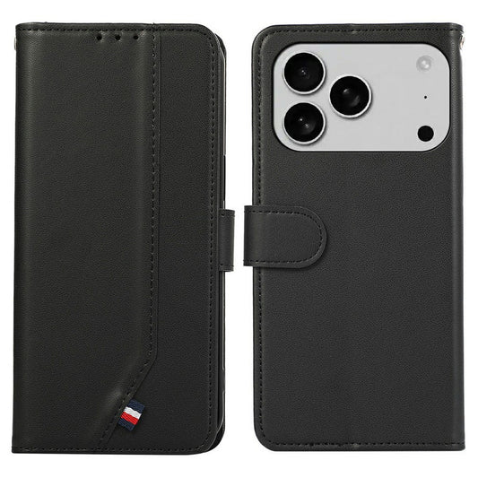 For iPhone 17 Pro Max Case RFID Blocking Flip Leather Phone Cover - Black