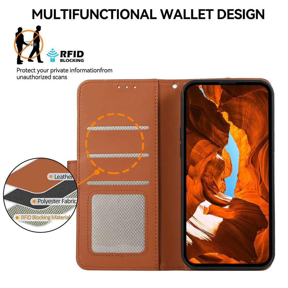 For iPhone 17 Pro Max Case RFID Blocking Flip Leather Phone Cover - Brown