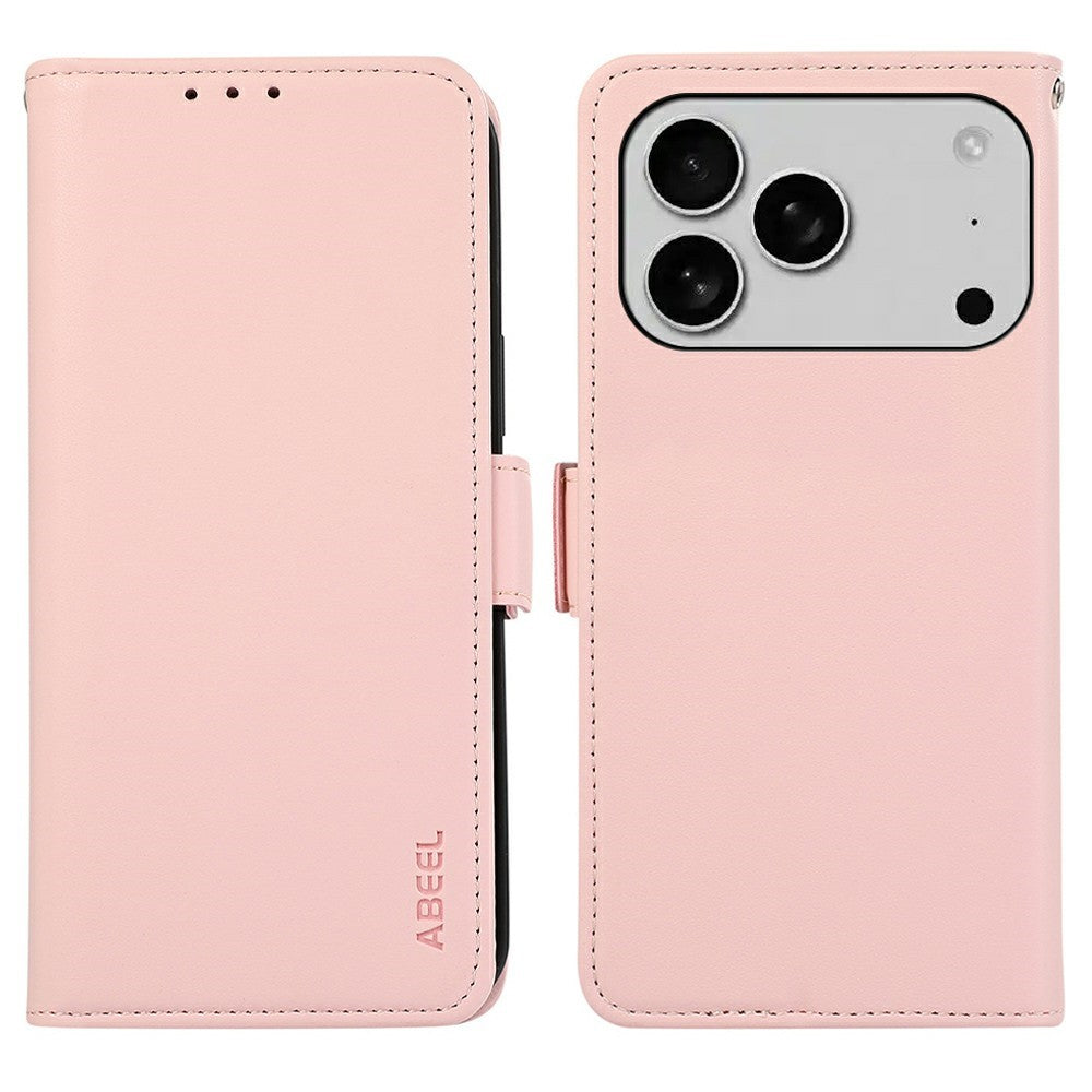 ABEEL For iPhone 17 Pro Max Case Leather Phone Cover with RFID Blocking Wallet - Pink