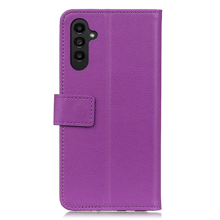 Mobile Phone Case for Samsung Galaxy A14 5G / A14 4G PU Leather Stand Wallet Magnetic Clasp Cell Phone Cover - Purple