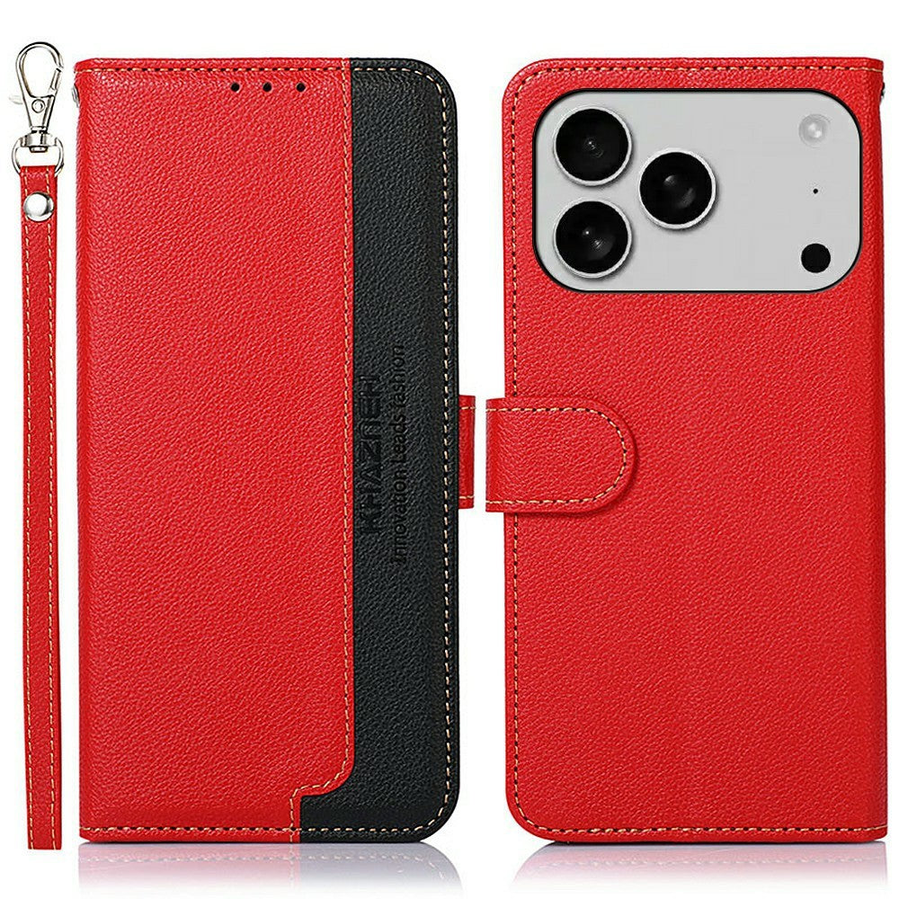 KHAZNEH For iPhone 17 Pro Max Case RFID Blocking Wallet PU Leather Phone Cover - Red