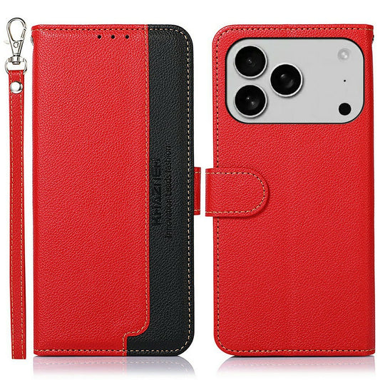 KHAZNEH For iPhone 17 Pro Max Case RFID Blocking Wallet PU Leather Phone Cover - Red