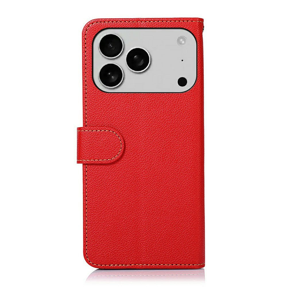 KHAZNEH For iPhone 17 Pro Max Case RFID Blocking Wallet PU Leather Phone Cover - Red