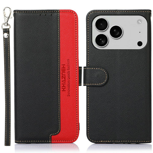 KHAZNEH For iPhone 17 Pro Max Case RFID Blocking Wallet PU Leather Phone Cover - Black