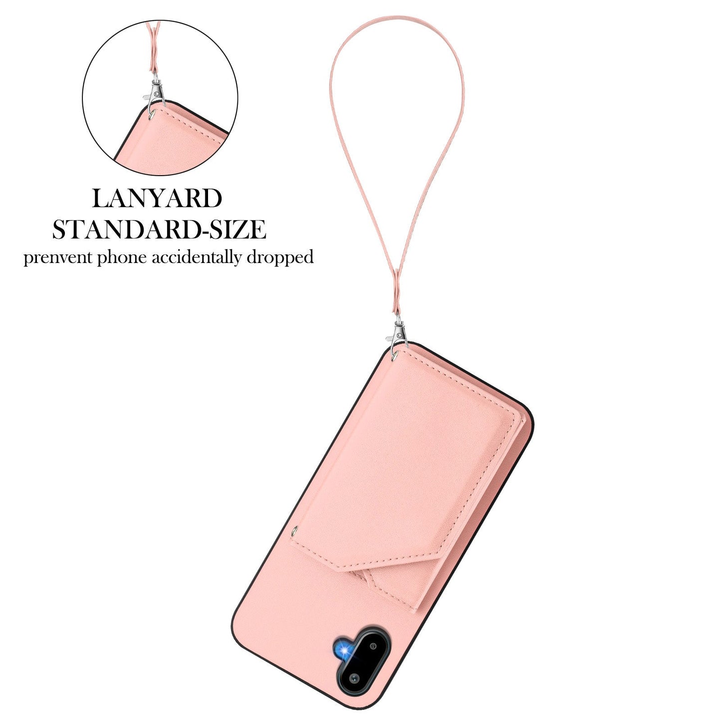 For Samsung Galaxy M06 5G / Galaxy F06 5G Case Card Holder Kickstand Skin-Touch Phone Cover with Wrist Strap - Pink